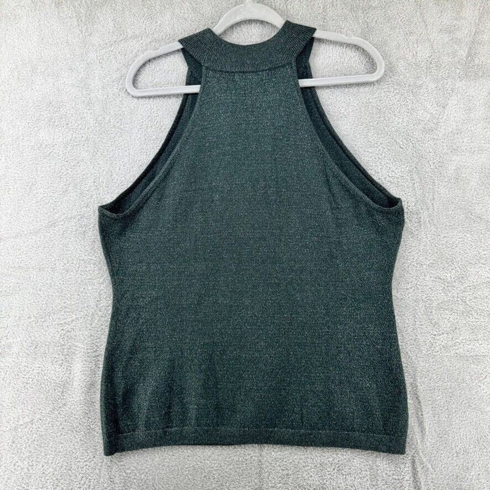 Banana Republic Top Womens XL Green Silver Metallic Knit Fitted Halter Stretch - Picture 6 of 13